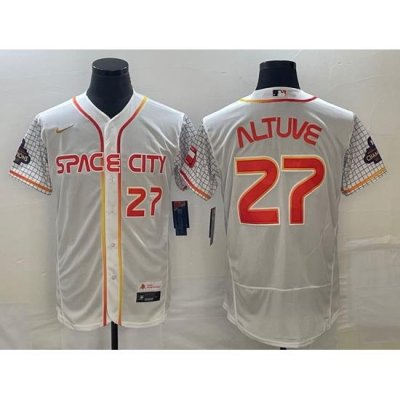 Men's Houston Astros #27 Jose Altuve Number White 2023 City Connect Flex Base Stitched Jersey1