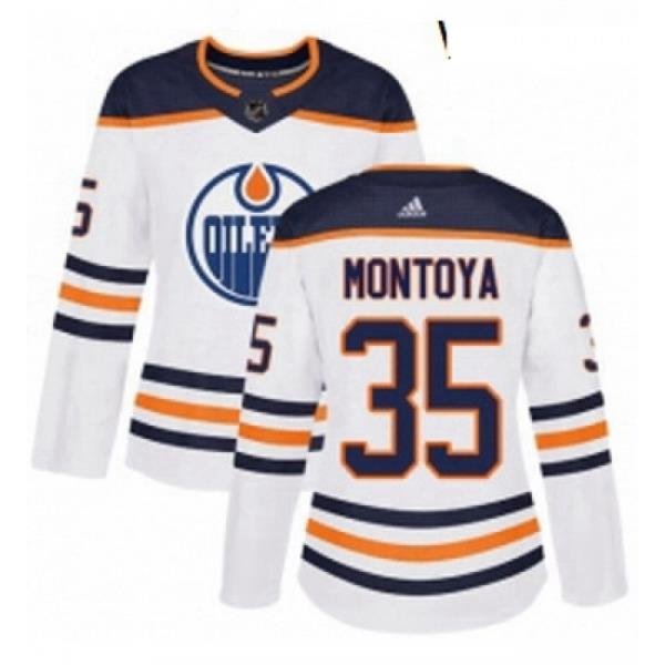 Womens Adidas Edmonton Oilers 35 Al Montoya Authentic White Away NHL Jersey