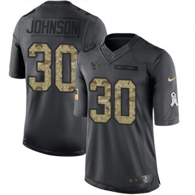 Nike Texans #30 Kevin Johnson Black Mens Stitched NFL Limited 2016 Salute to Service Jersey