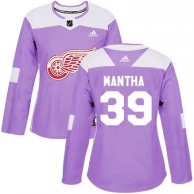 Womens Adidas Detroit Red Wings 39 Anthony Mantha Authentic Purple Fights Cancer Practice NHL Jersey