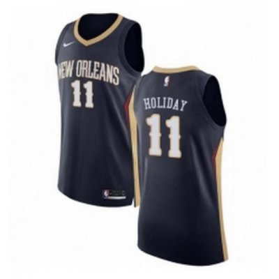 Womens Nike New Orleans Pelicans 11 Jrue Holiday Authentic Navy Blue Road NBA Jersey Icon Edition