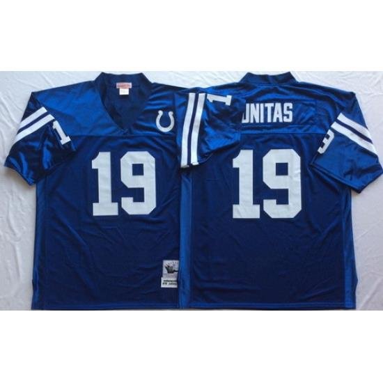 Mitchell And Ness Colts #19 Johnny Unitas blue Throwback Stitched NFL Jerseys