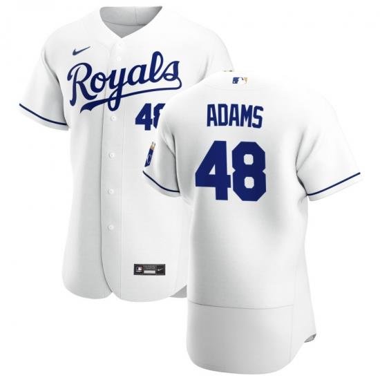 Men Kansas City Royals 48 Chance Adams Men Nike White Home 2020 Flex Base Player MLB Jersey