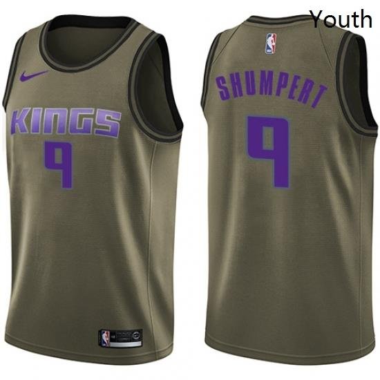 Youth Nike Sacramento Kings 9 Iman Shumpert Swingman Green Salute to Service NBA Jersey