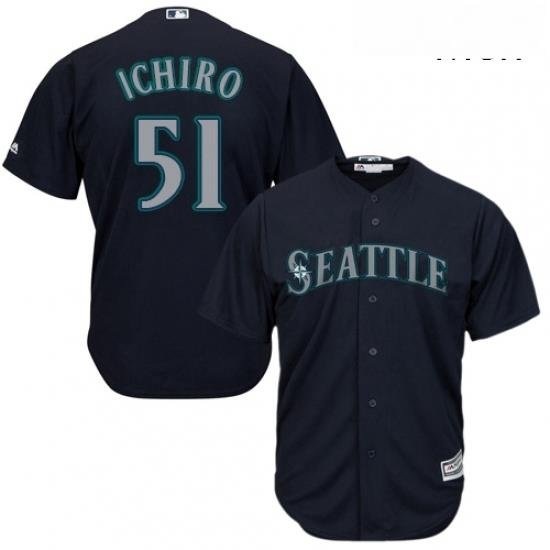 Mens Majestic Seattle Mariners 51 Ichiro Suzuki Replica Navy Blue Alternate 2 Cool Base MLB Jersey