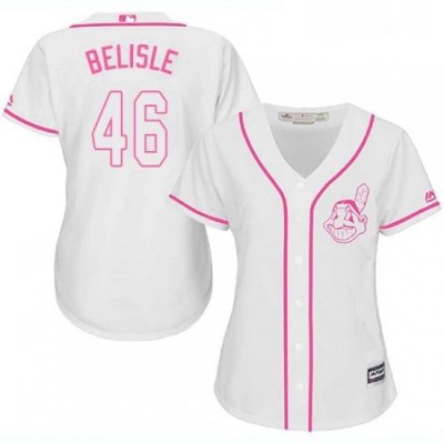 Womens Majestic Cleveland Indians 46 Matt Belisle Authentic White Fashion Cool Base MLB Jersey