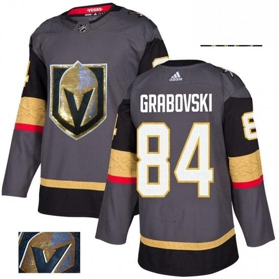 Mens Adidas Vegas Golden Knights 84 Mikhail Grabovski Authentic Gray Fashion Gold NHL Jersey