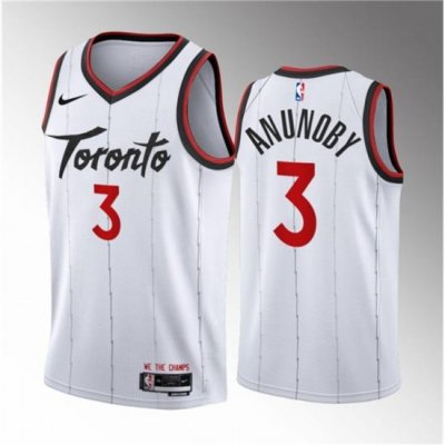 Men Toronto Raptors 3 O G  Anunoby White 2023 24 Association Edition Stitched Basketball Jersey