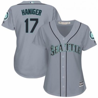 Womens Majestic Seattle Mariners 17 Mitch Haniger Replica Grey Road Cool Base MLB Jersey