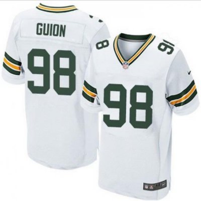 Nike Green Bay Packers #98 Letroy Guion White Mens Stitched NFL Elite Jersey