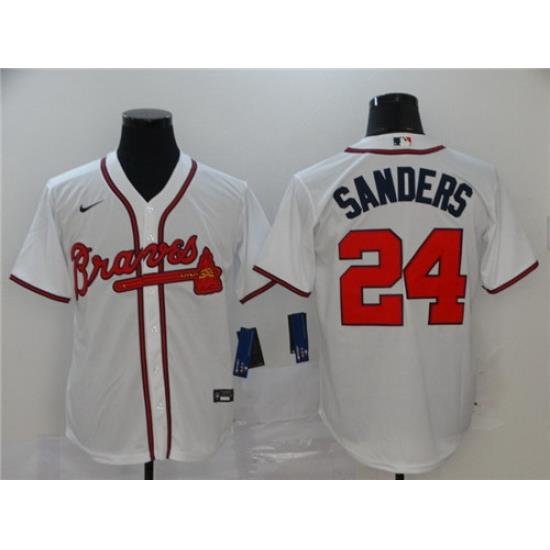 Braves 24 Deion Sanders White 2020 Nike Cool Base Jersey