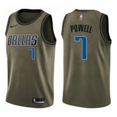 Youth Nike Dallas Mavericks 7 Dwight Powell Swingman Green Salute to Service NBA Jersey