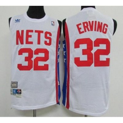 Men Adidas Brooklyn Nets 32 Julius Erving White ABA Retro Throwback NBA Jersey