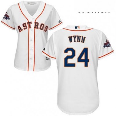 Womens Majestic Houston Astros 24 Jimmy Wynn Replica White Home 2017 World Series Champions Cool Base MLB Jersey