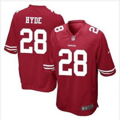 Youth NEW 49ers #28 Carlos Hyde Red Team Color Stitched NFL Elite Jersey