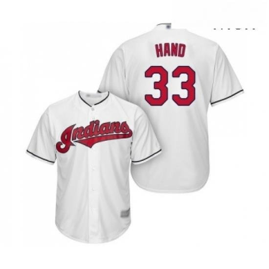 Mens Cleveland Indians 33 Brad Hand Replica White Home Cool Base Baseball Jersey