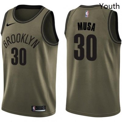 Youth Nike Brooklyn Nets 30 Dzanan Musa Swingman Green Salute to Service NBA Jersey