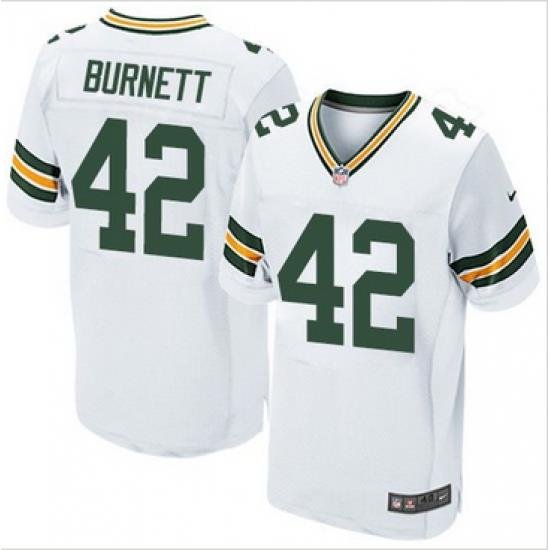 Nike Green Bay Packers #42 Morgan Burnett White Mens Stitched NFL Elite Jersey