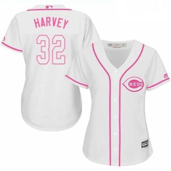 Womens Majestic Cincinnati Reds 32 Matt Harvey Replica White Fashion Cool Base MLB Jersey