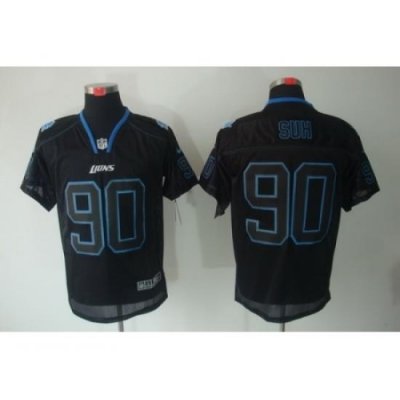 Nike Detroit Lions 90 Ndamukong Suh Black Elite Lights Out NFL Jersey