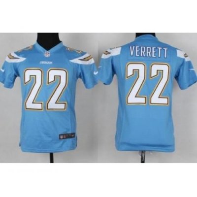 Youth Nike San Diego Chargers 22 Jason Verrett Light Blue NFL Jerseys