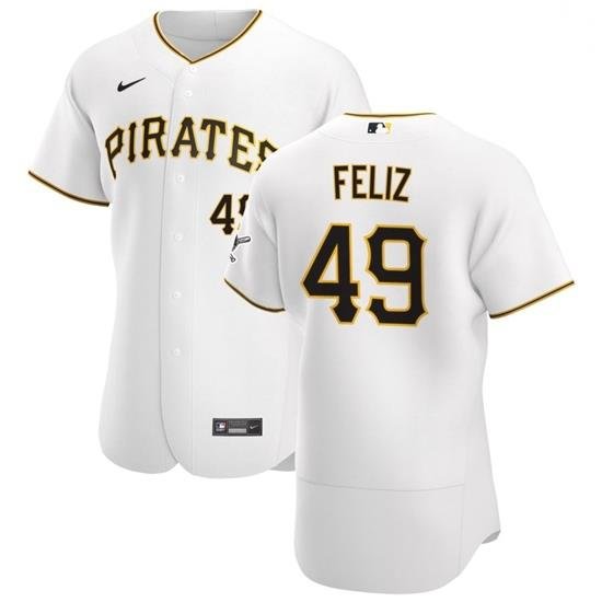 Pittsburgh Pirates 49 Michael Feliz Men Nike White Home 2020 Authentic Player MLB Jersey