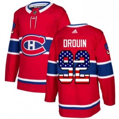 Mens Adidas Montreal Canadiens 92 Jonathan Drouin Authentic Red USA Flag Fashion NHL Jersey