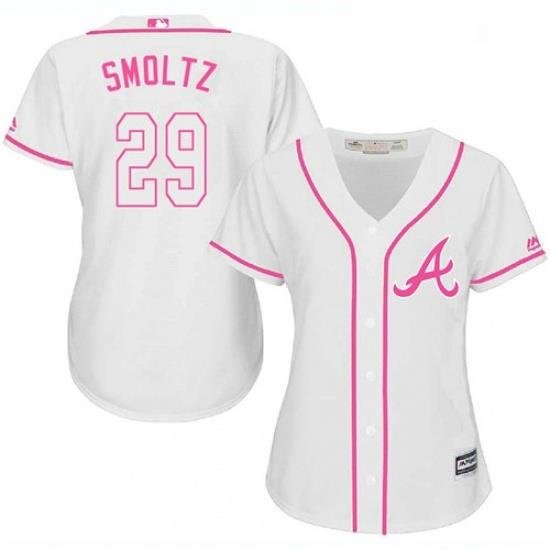 Womens Majestic Atlanta Braves 29 John Smoltz Replica White Fashion Cool Base MLB Jersey