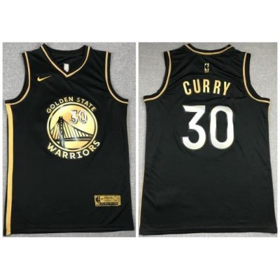 Men Golden State Warriors 30 Stephen Curry Black Gold 2021 Nike Swin