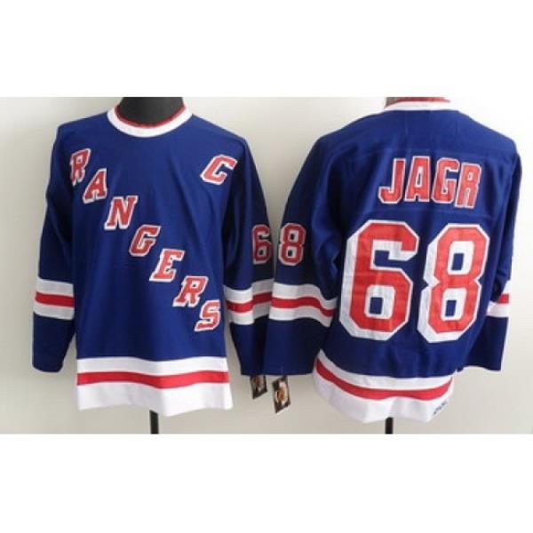 New York Rangers 68 Jagr Blue Jerseys Throwback