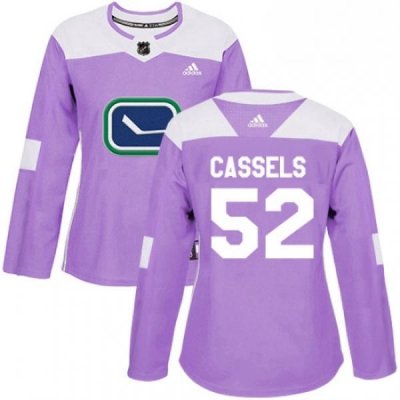 Womens Adidas Vancouver Canucks 52 Cole Cassels Authentic Purple Fights Cancer Practice NHL Jersey