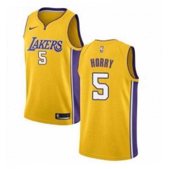 Womens Nike Los Angeles Lakers 5 Robert Horry Swingman Gold Home NBA Jersey Icon Edition