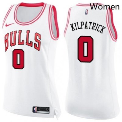 Womens Nike Chicago Bulls 0 Sean Kilpatrick Swingman White Pink Fashion NBA Jersey