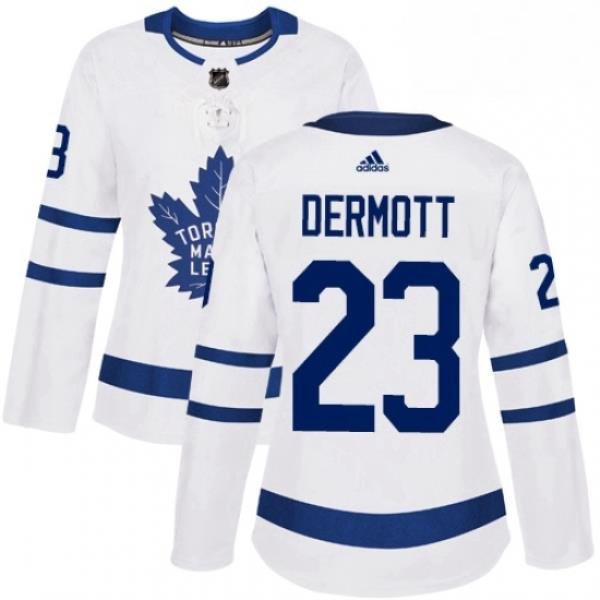 Womens Adidas Toronto Maple Leafs 23 Travis Dermott Authentic White Away NHL Jersey