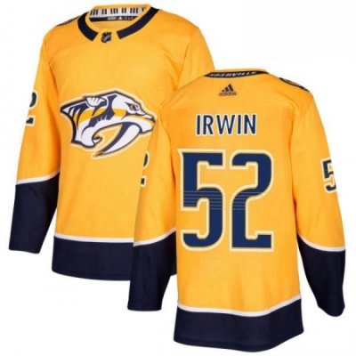 Mens Adidas Nashville Predators 52 Matt Irwin Authentic Gold Home NHL Jersey