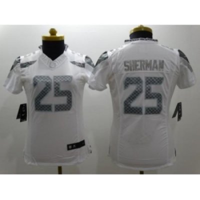 Women Nike Seattle SeahaWks #25 sherman Platinum White Jerseys