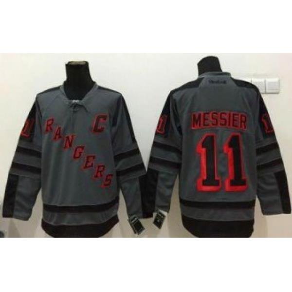 New York Rangers #11 Mark Messier Charcoal Cross Check Fashion Stitched NHL Jersey