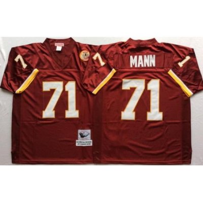 Men Redskins 71 Charles Mann Red M&N Throwback Jersey