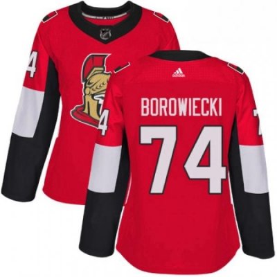 Womens Adidas Ottawa Senators 74 Mark Borowiecki Authentic Red Home NHL Jersey