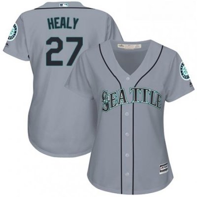 Womens Majestic Seattle Mariners 27 Ryon Healy Replica Grey Road Cool Base MLB Jersey