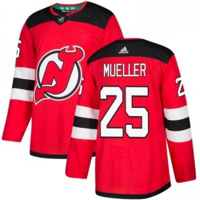 Mens Adidas New Jersey Devils 25 Mirco Mueller Authentic Red Home NHL Jersey