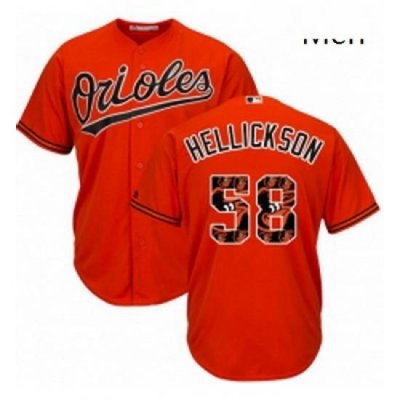 Mens Majestic Baltimore Orioles 58 Jeremy Hellickson Authentic Orange Team Logo Fashion Cool Base MLB Jersey