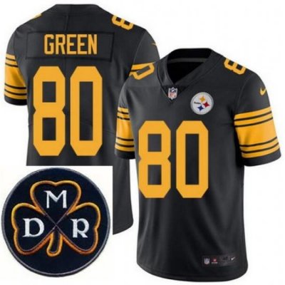 Men's Nike Pittsburgh Steelers #80 Ladarius Green Elite Black Rush NFL MDR Dan Rooney Patch Jersey