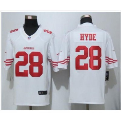 Nike San Francisco 49ers #28 Carlos Hyde White Mens NFL Limited Jersey