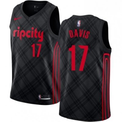 Mens Nike Portland Trail Blazers 17 Ed Davis Authentic Black NBA Jersey City Edition