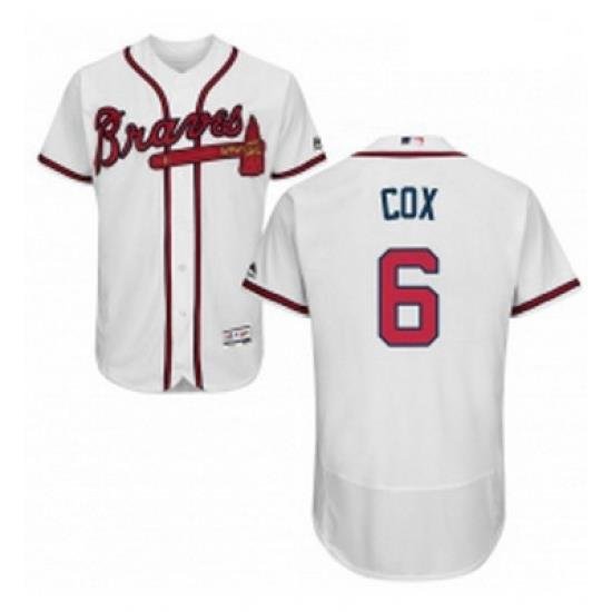 Mens Majestic Atlanta Braves 6 Bobby Cox White Home Flex Base Authentic Collection MLB Jersey