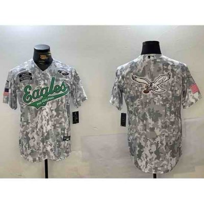 Men Philadelphia Eagles big logo 2024 F U S E Arctic Camo Salute To Service Limited Stitched Jersey 9