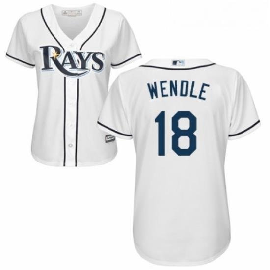 Womens Majestic Tampa Bay Rays 18 Joey Wendle Authentic White Home Cool Base MLB Jersey