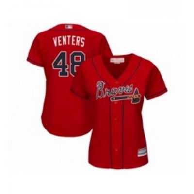 Womens Atlanta Braves 48 Jonny Venters Replica Red Alternate Cool Base Baseball Jersey