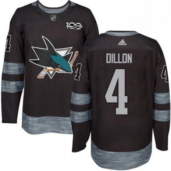 Mens Adidas San Jose Sharks 4 Brenden Dillon Premier Black 1917 2017 100th Anniversary NHL Jersey